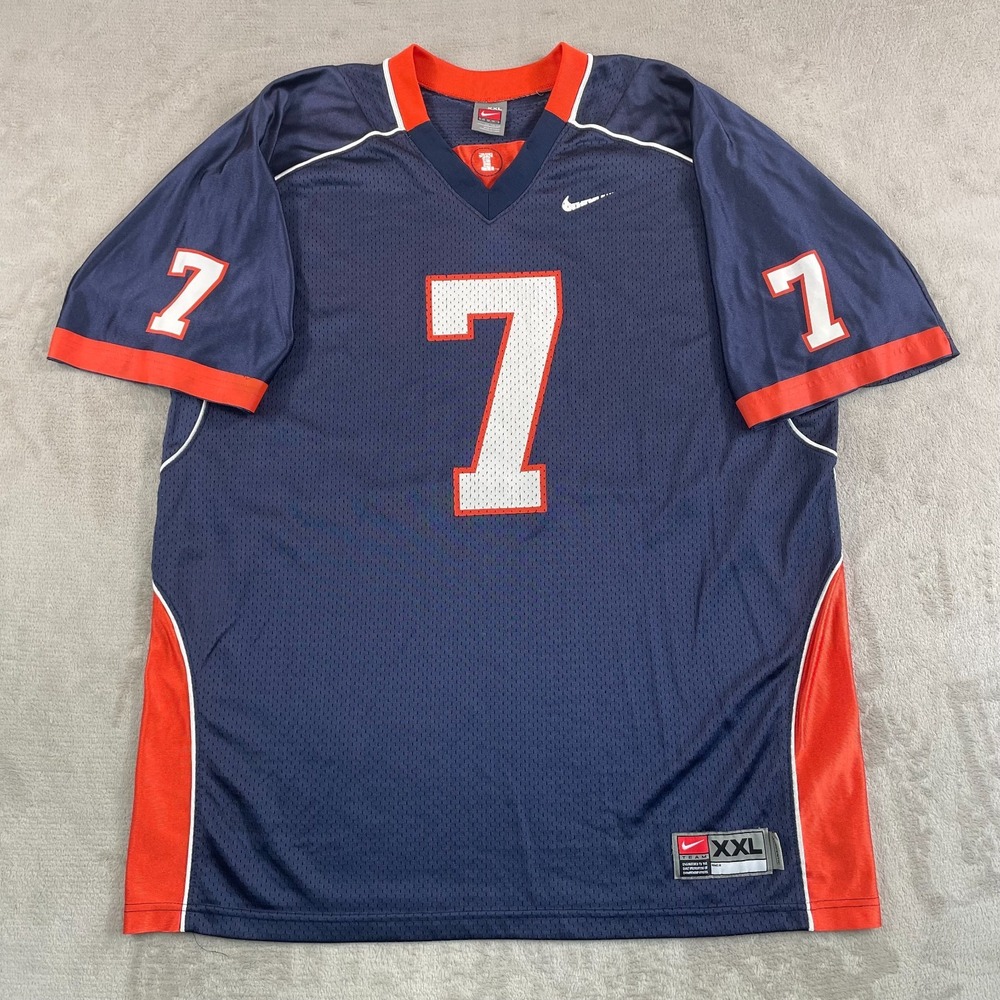 Vintage Team Nike Illinois Fighting Illini #7 Football Jersey Men 2XL Fan Alumni